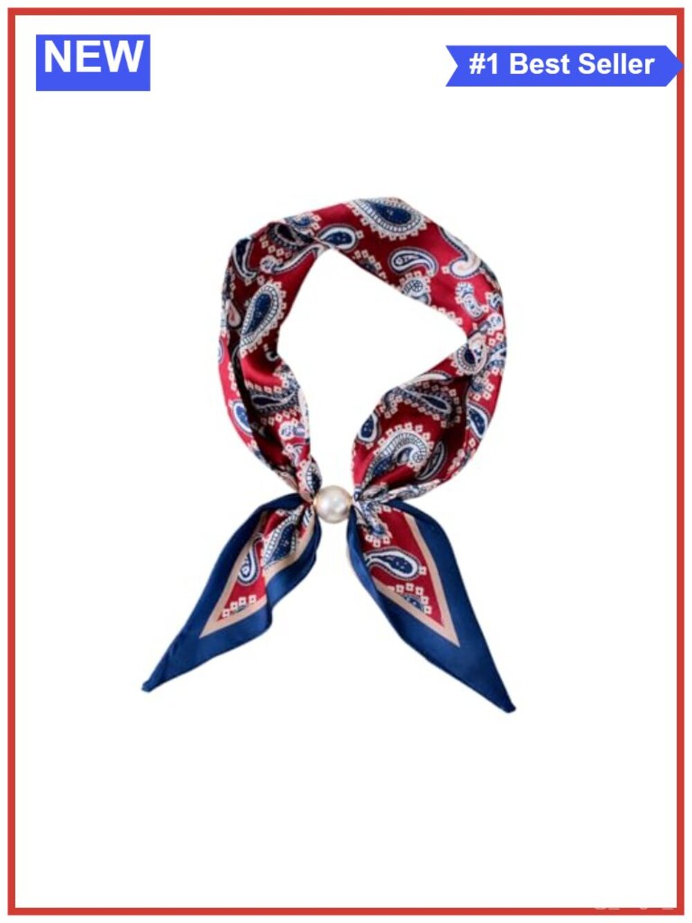 Women's Satin Neck Scarf with Magnetic Pearl Buckle - Retro Floral Print